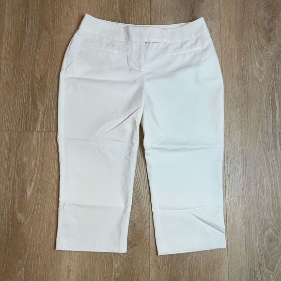 Apt. 9 White Capri Cropped Trouser Pants, Back Slit Pockets, Women’s Petite 6P - Picture 8 of 12